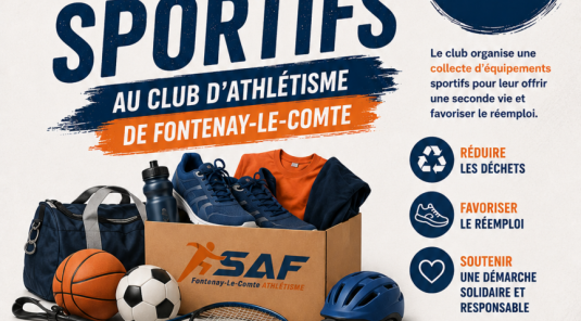 🏃‍♀️ Collecte d’équipements sportifs au sein du club d’athlétisme de Fontenay-le-Comte 🏃‍♂️